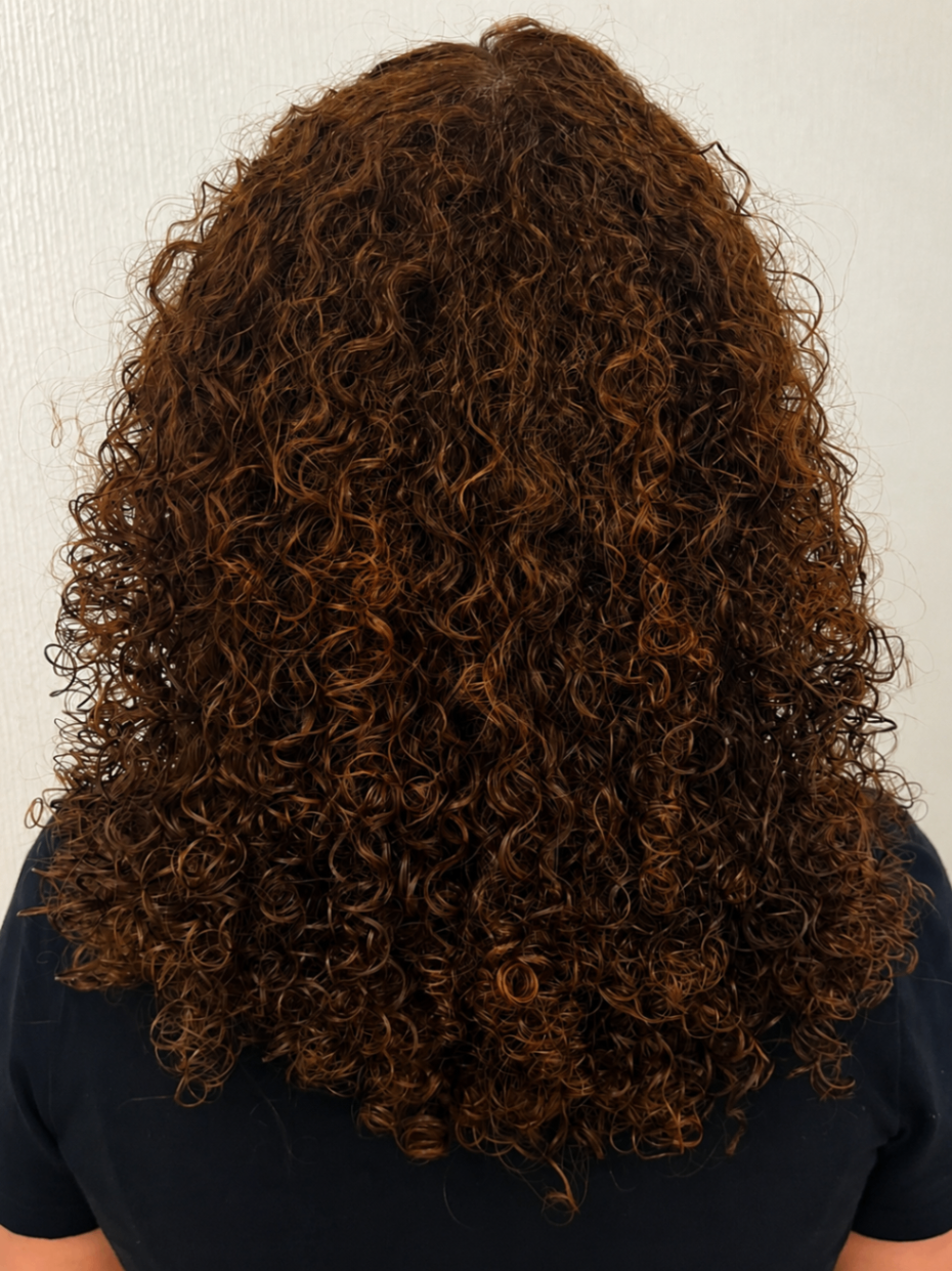 Defined curly cut with shape and bounce