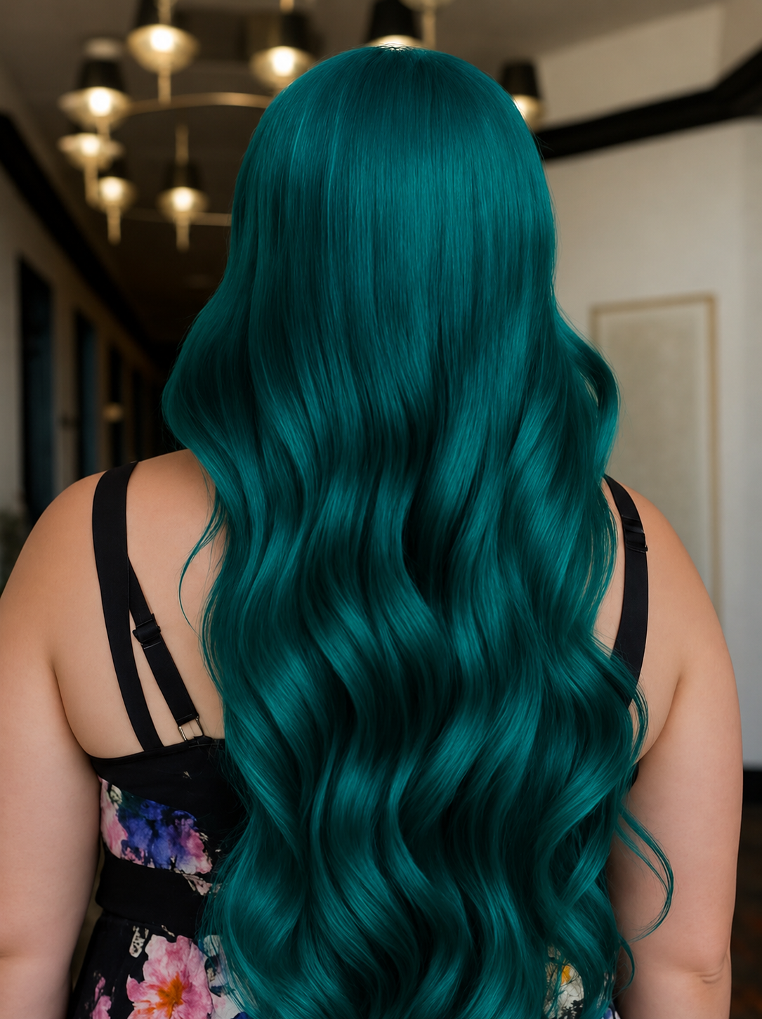 Long teal waves with vivid all-over color